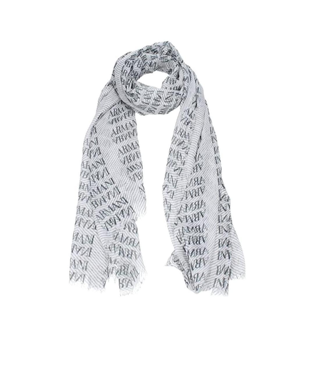 Armani Collezioni Letter Printed Pattern Scarf In White