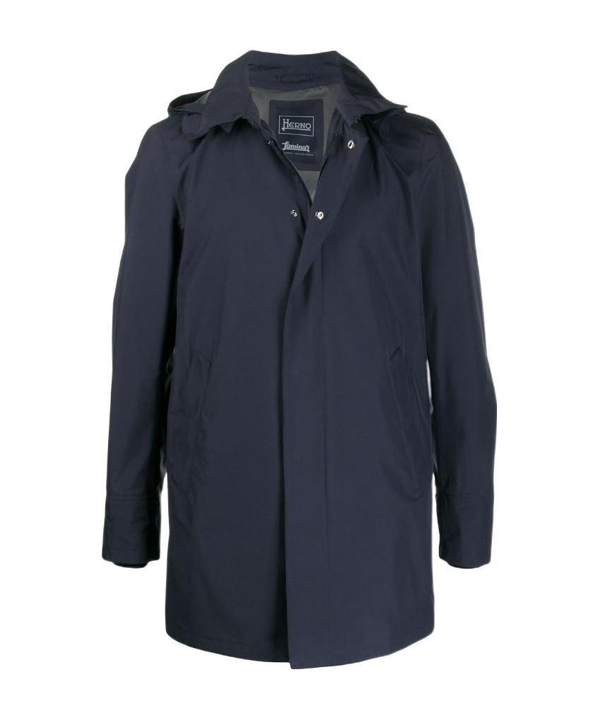 Herno Hooded Overcoat In Black