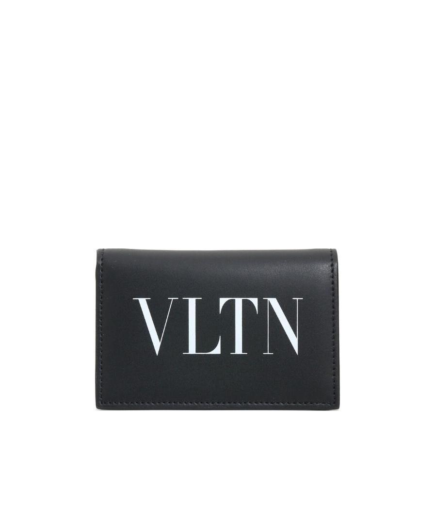 Valentino Vltn Leather Cardholder In Black