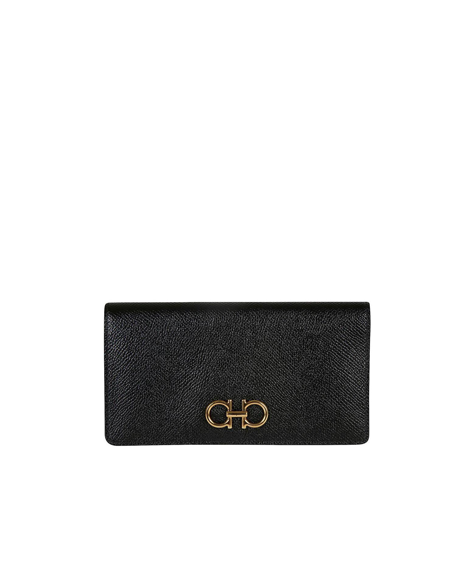 Ferragamo Salvatore  Gancini Continental Wallet In Black