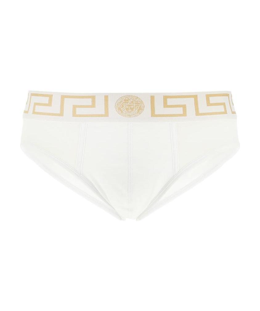 Versace White Stretch Cotton Brief In White