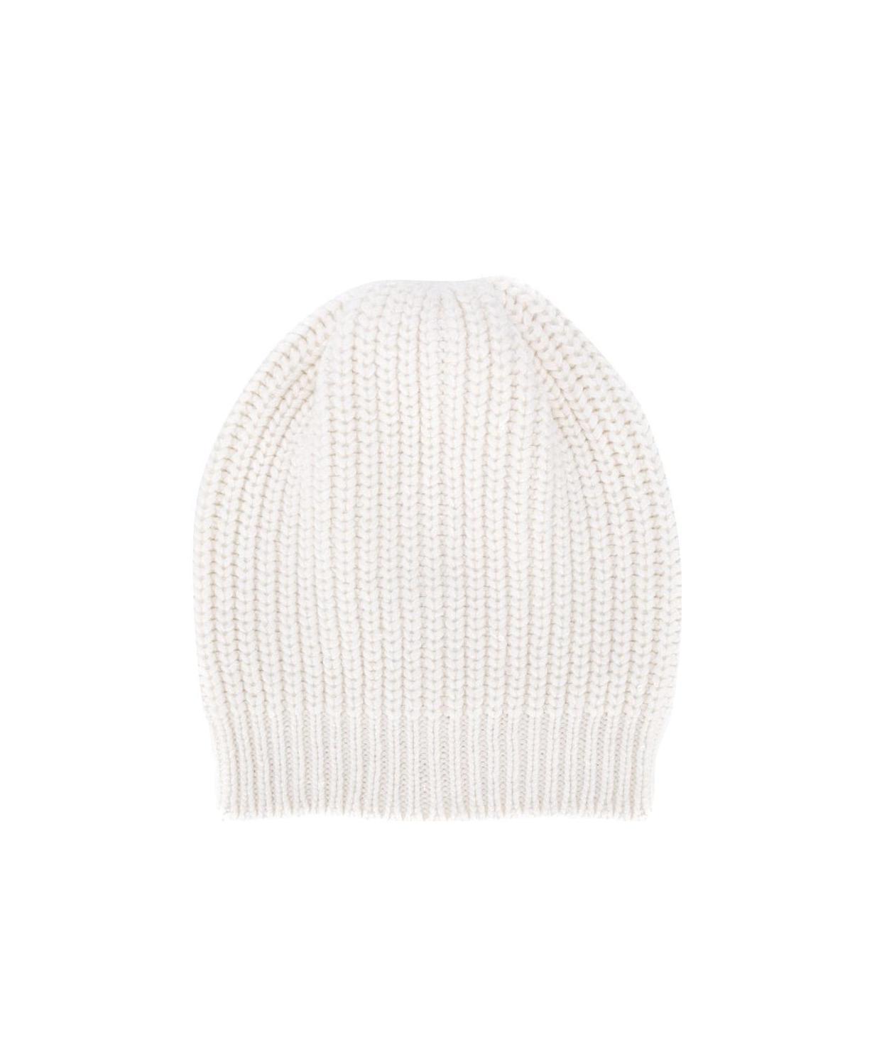 Brunello Cucinelli Plain Cable-knit Beanie In White