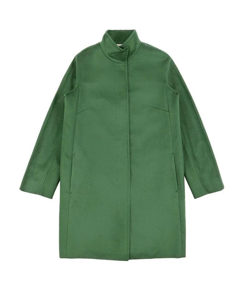Max Mara Logo Long-sleeved Coat In Green