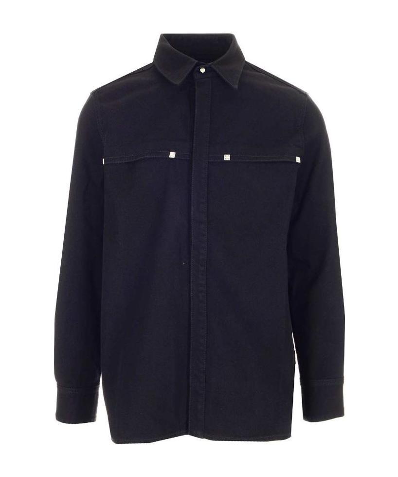 Givenchy 4g Rivet Long Sleeved Denim Shirt In Black