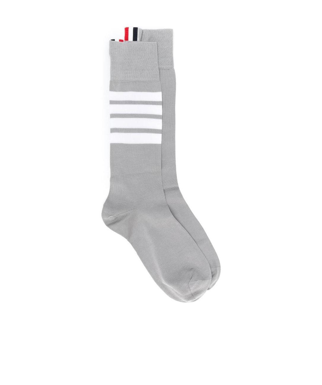 Thom Browne 4-bar Mid-calf Cotton Socks In Gray