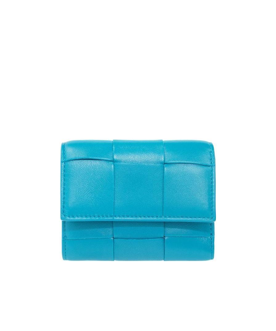 Bottega Veneta Intreccatio Leather Wallet In Blue