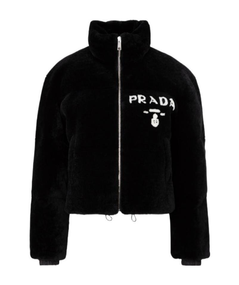 Prada Logo-print Zip-fastening Jacket In Black