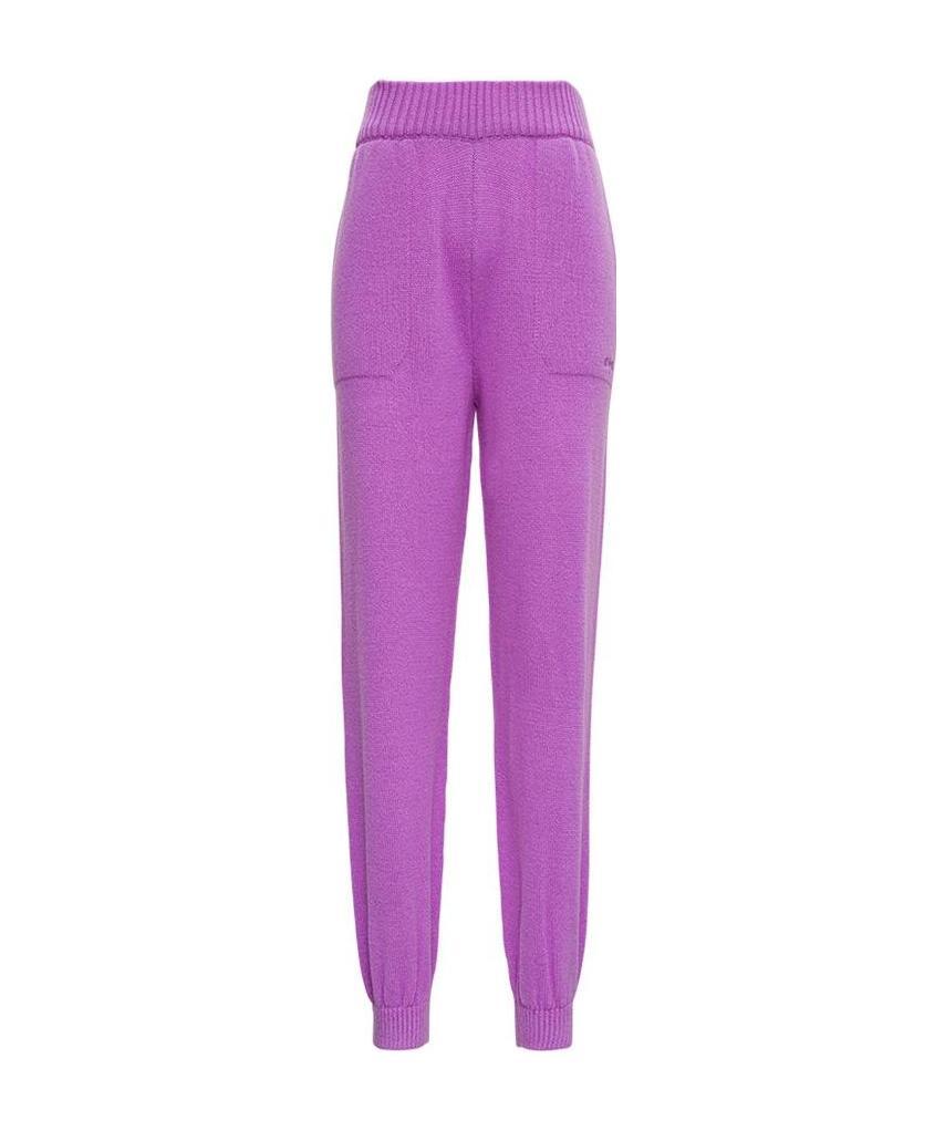 Msgm Merino-blend Knitted Track Pants In Purple