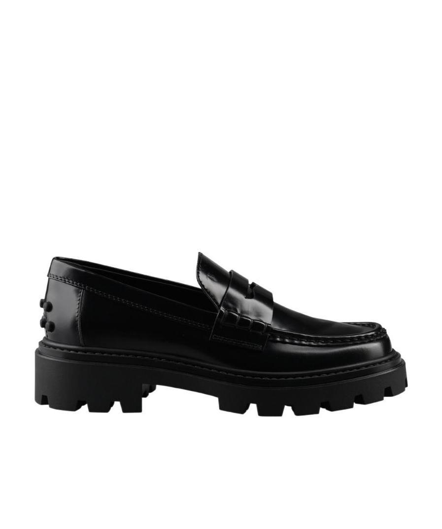 Tod's Penny-slot Leather Loafers In Black