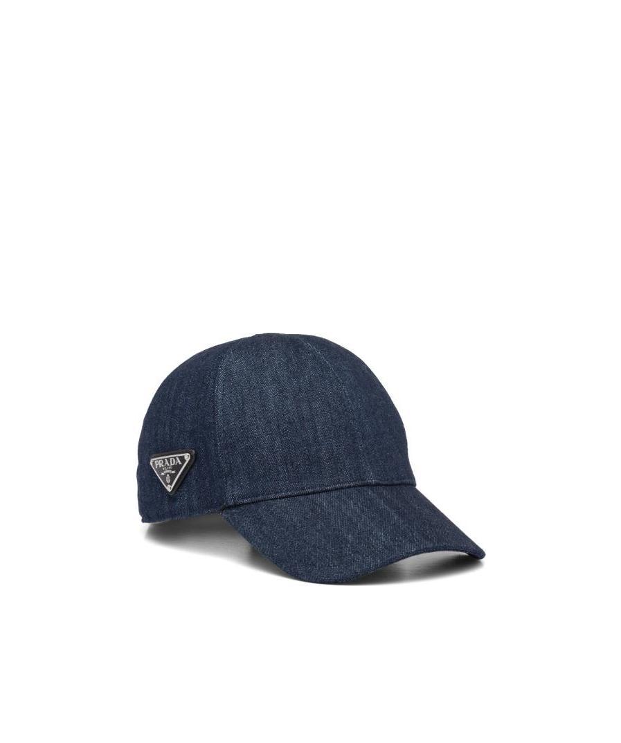 Prada Logo Splicing Baseball Hat In Blue