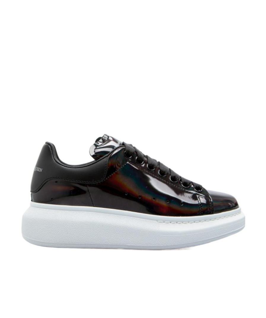Alexander Mcqueen Patent-leather Low-top Sneakers In Black