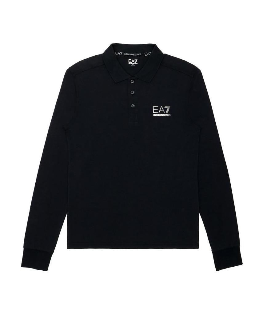 Ea7 Polo Shirt With Logo Pattern In Black