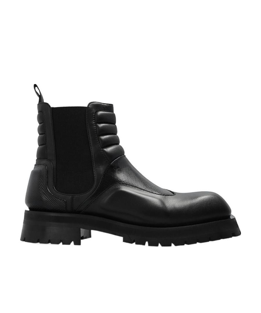 Balmain Army Leather Chelsea Boots In Black