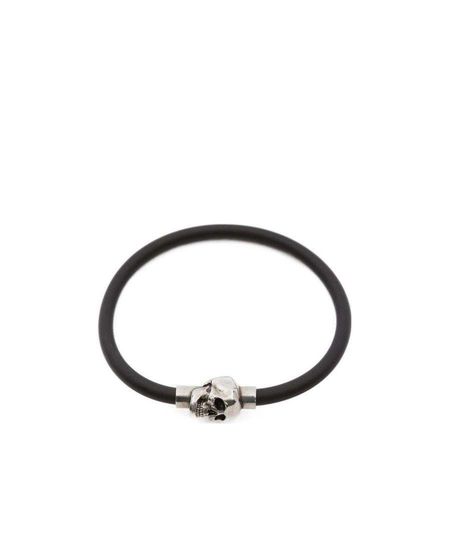Alexander Mcqueen Rubber Cord Skull Bracelet In Black