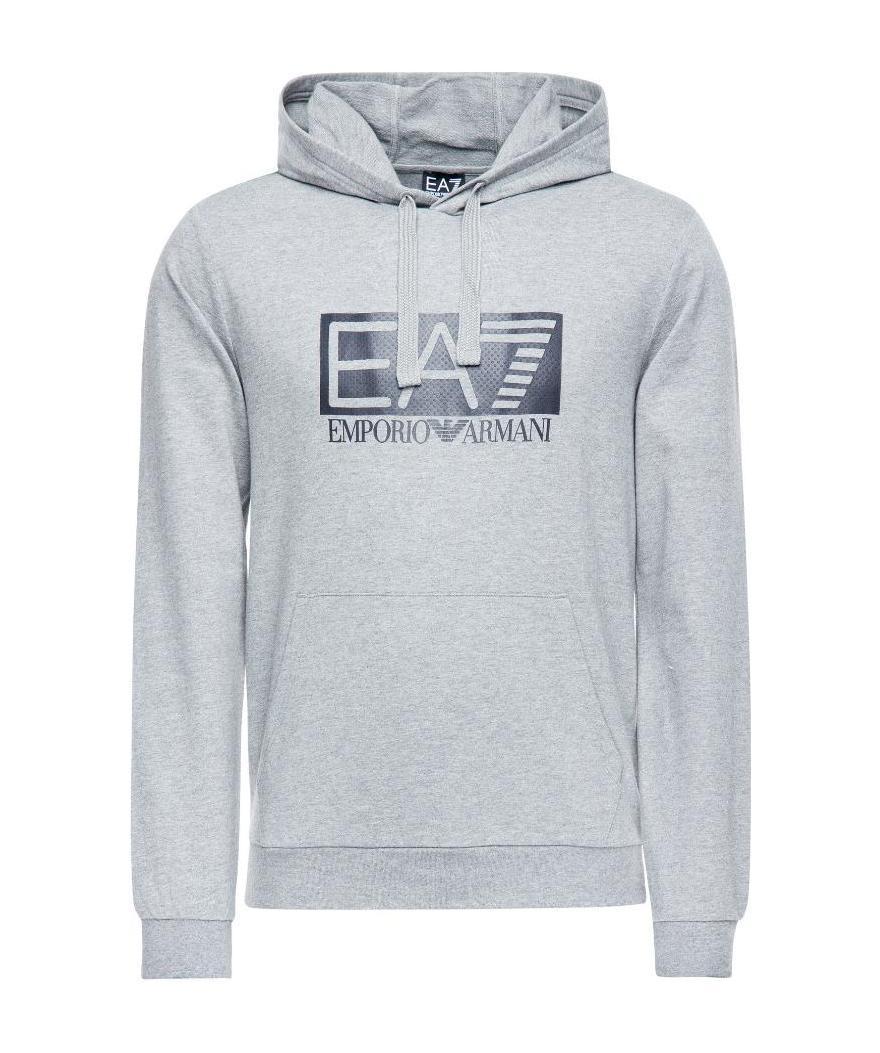 Ea7 Logo Logo Printed Hooded Sweater In White