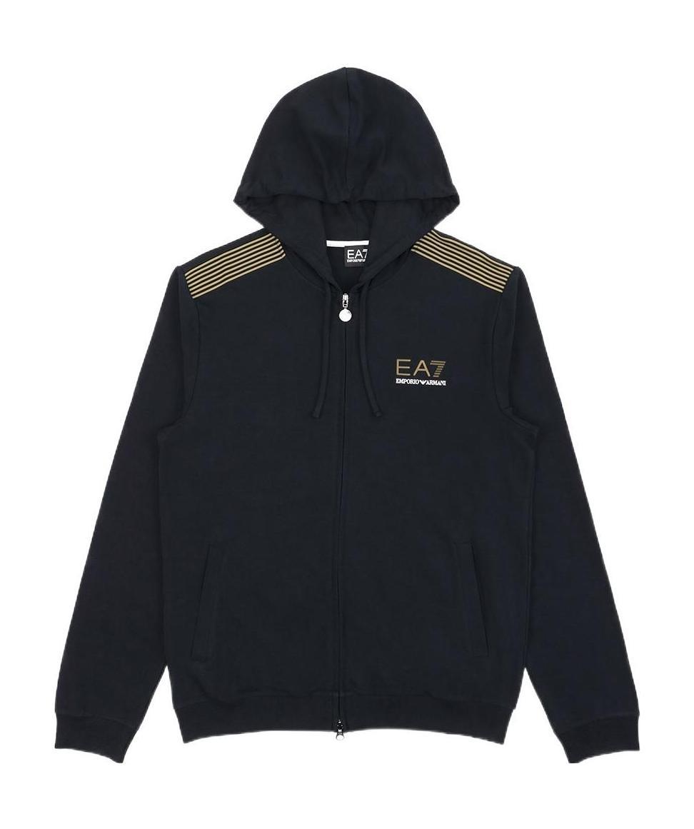 Ea7 Logo Zipper Casual Jacket In Black