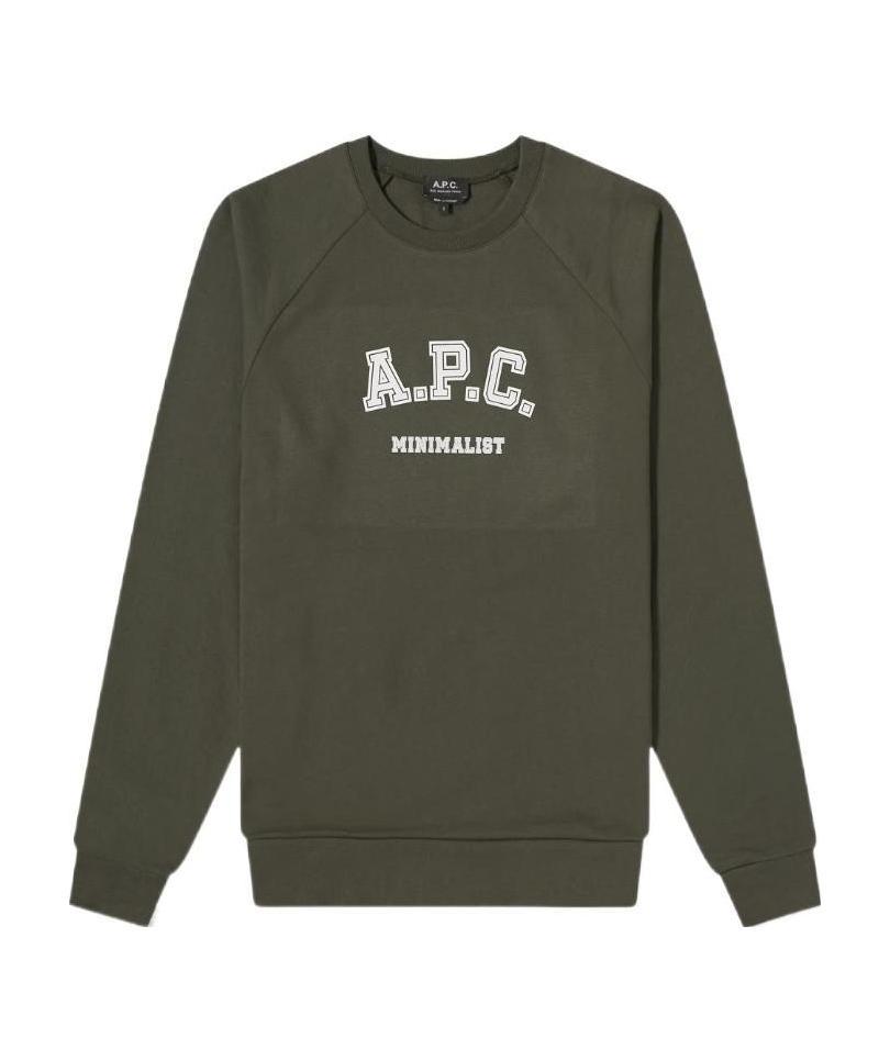 Apc Logo-print Cotton Sweatshirt In Green