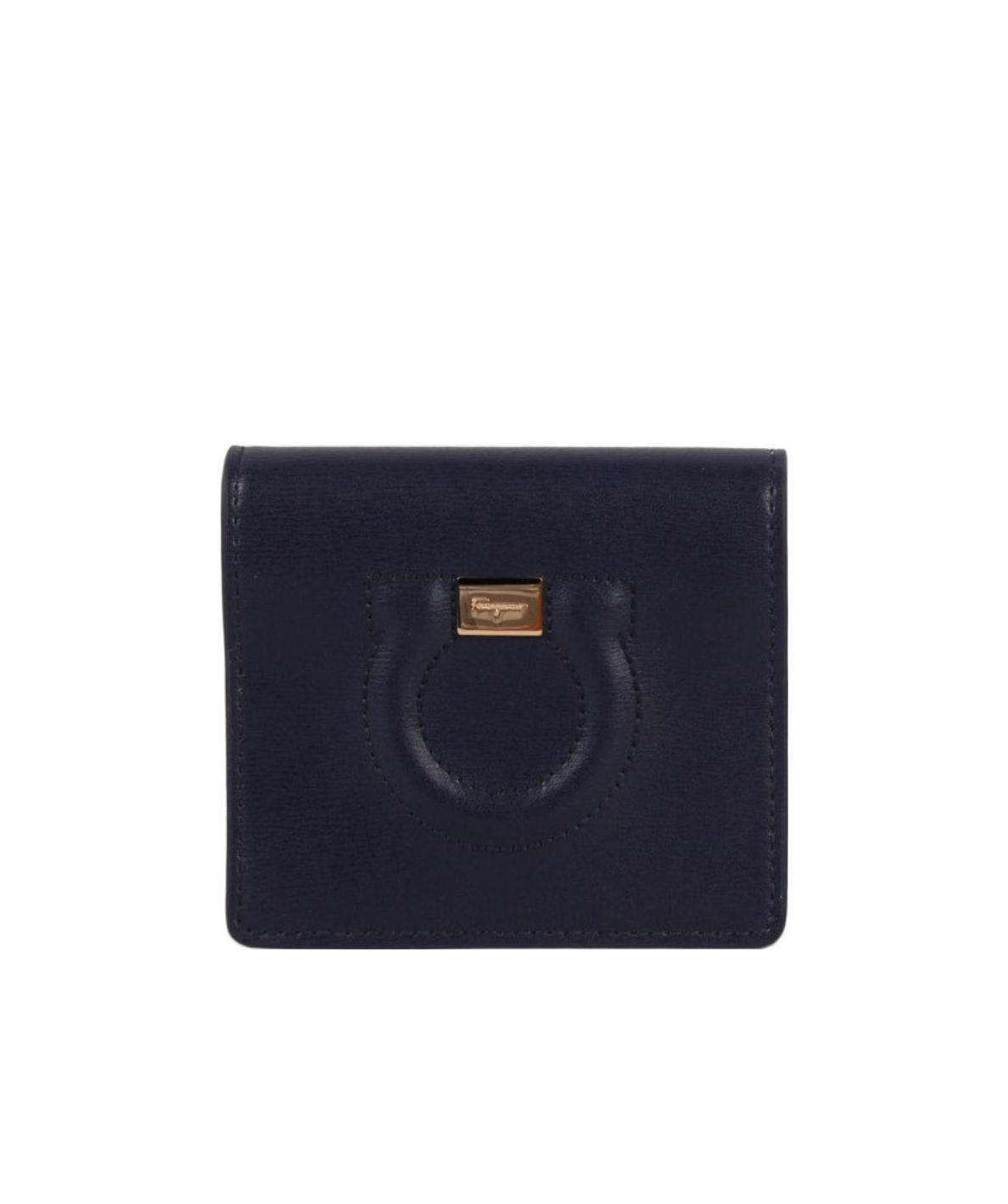 Ferragamo Small Gancini Leather Wallet In Black