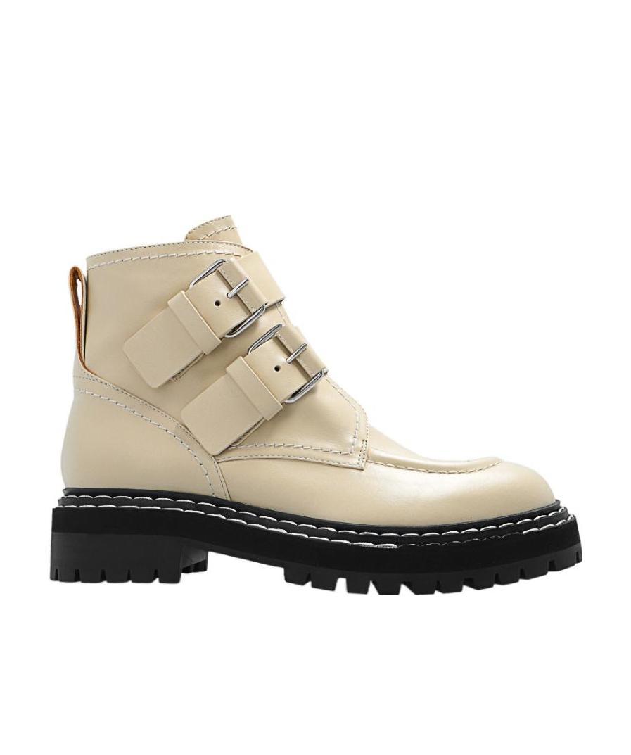 Proenza Schouler Beige Lug Sole Buckle Boots In Nude