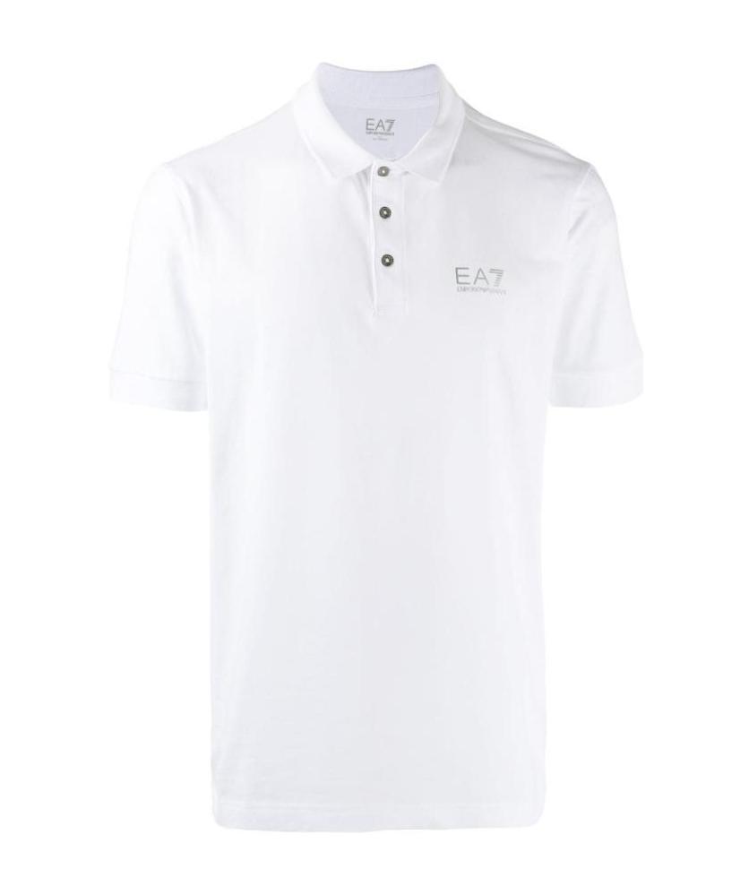 Ea7 Short Sleeve Polo Shirt In White