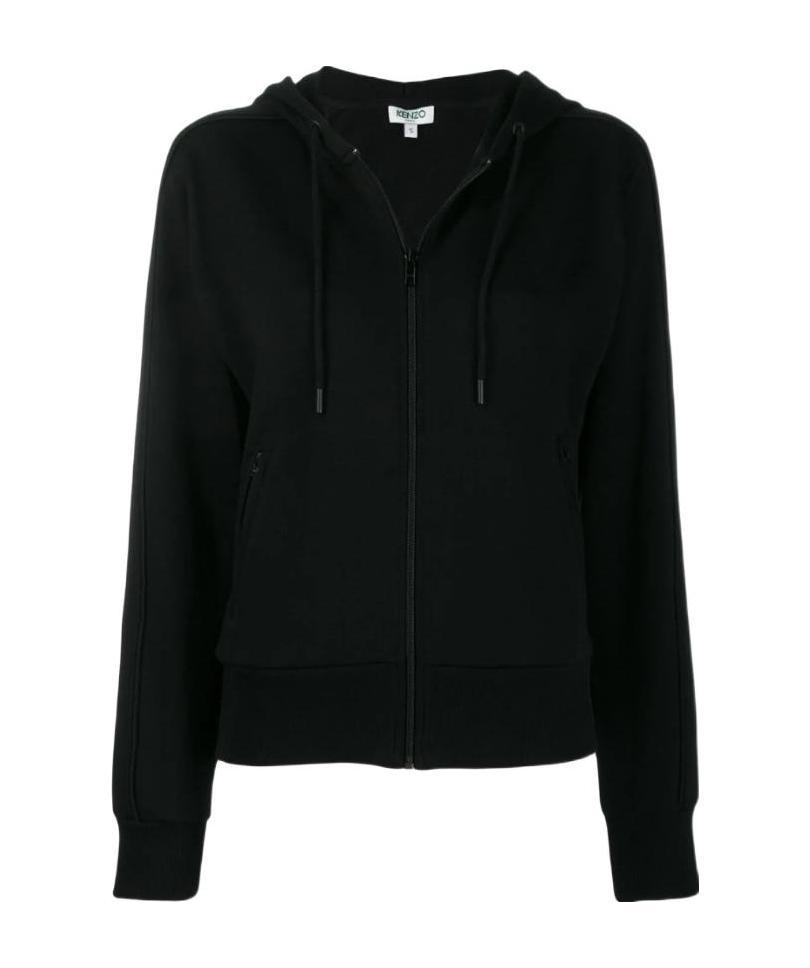 Kenzo Rear Logo Print Zipped Hoodie In Black