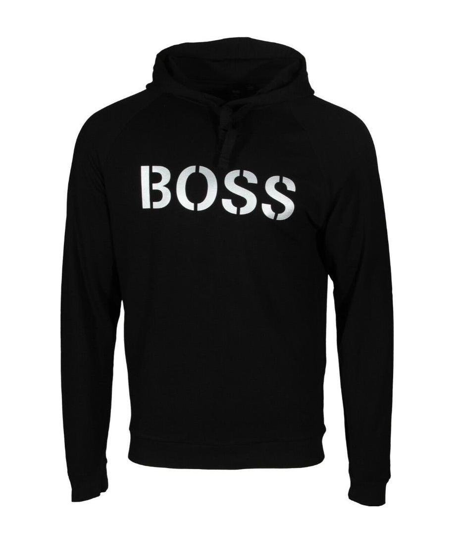 Shop Hugo Boss Logo-print Drawstring Hoodie In Black