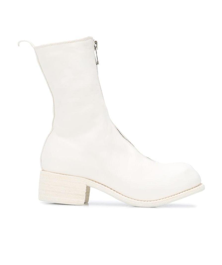 Shop Guidi Logo Zipper Boots In White