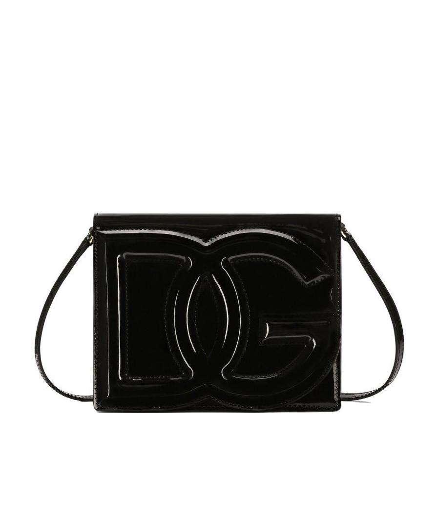 Dolce & Gabbana Elegant Dg Logo Patent Leather Crossbody Handbag In Black