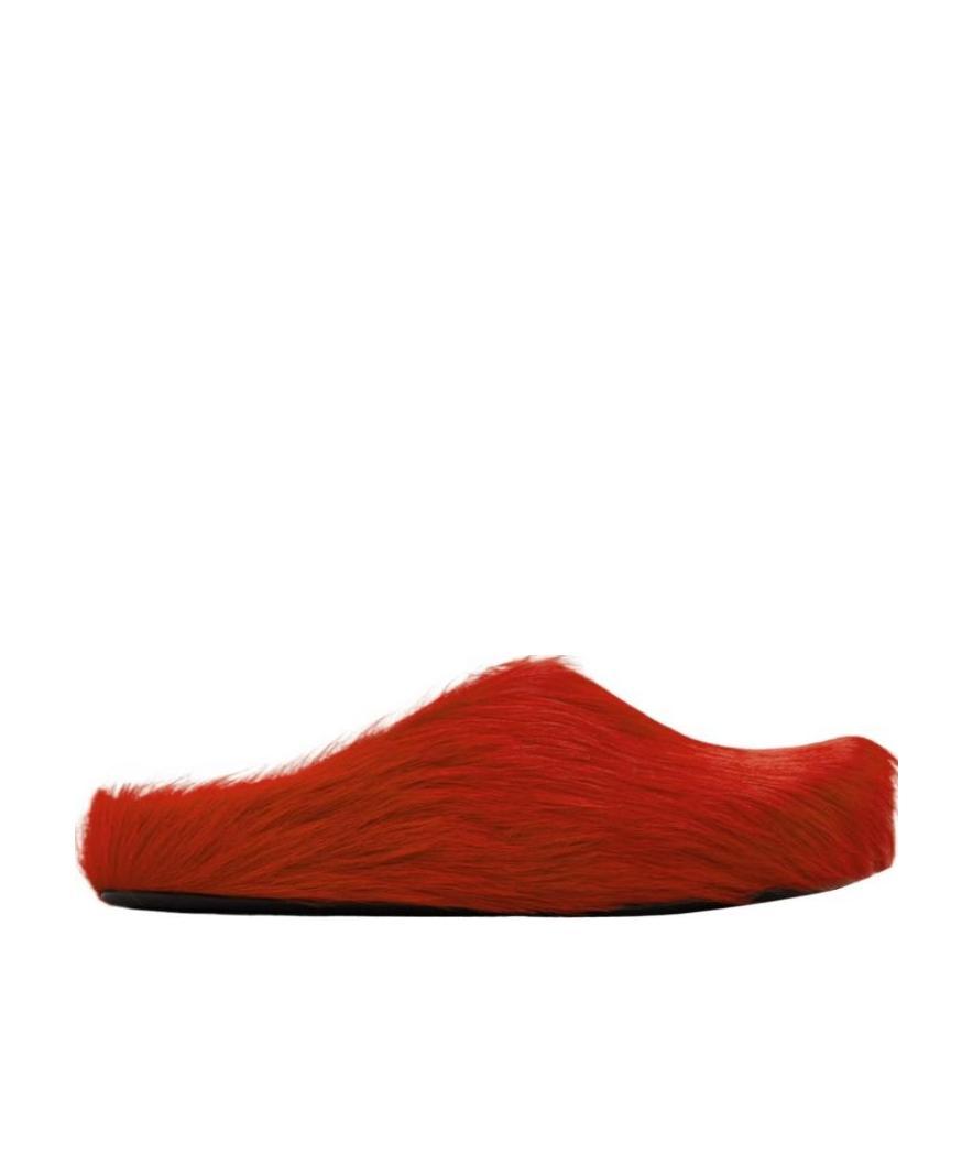 Marni Long-haired Fussbett Clogs In Red