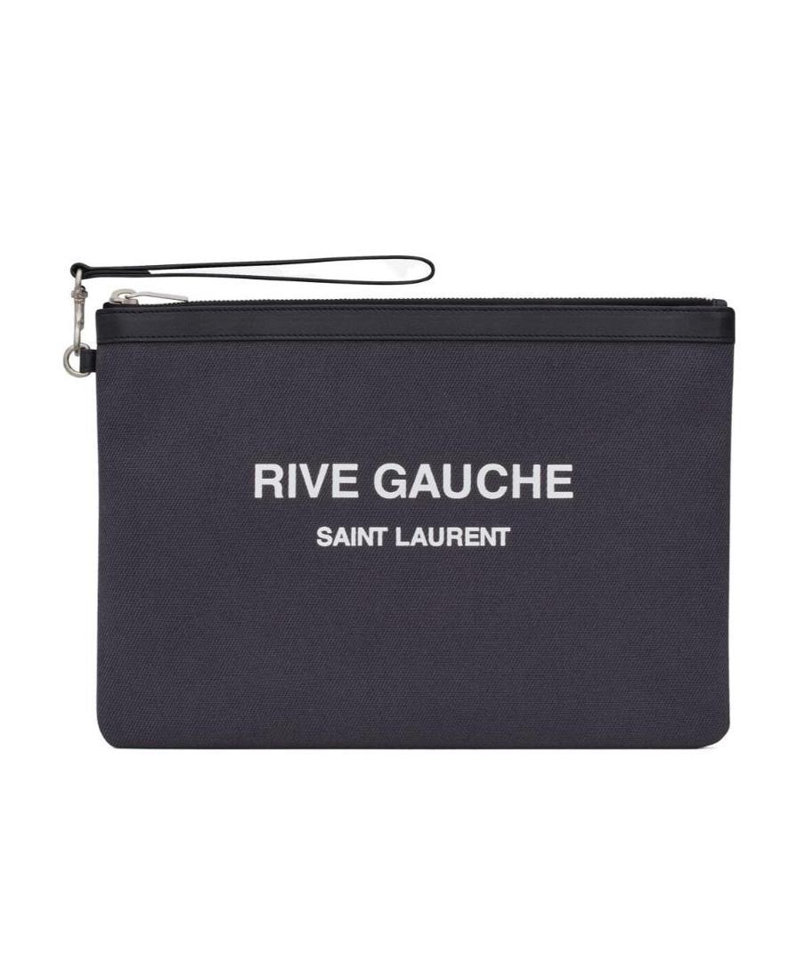 Saint Laurent Logo-print Zipped Pouch In Black