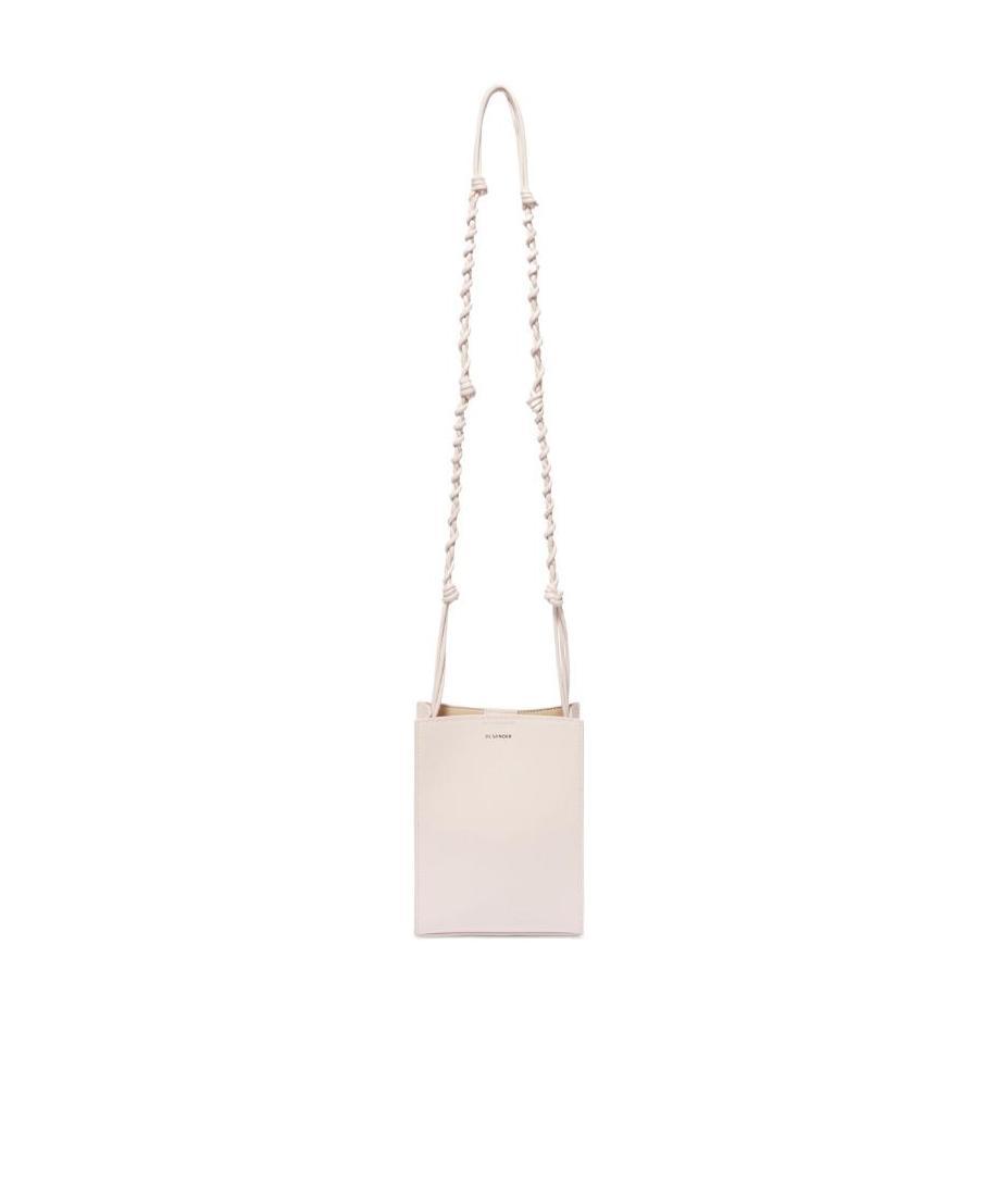 Jil Sander White Embossed Crocodile Effect Shoulder Bag In Pink