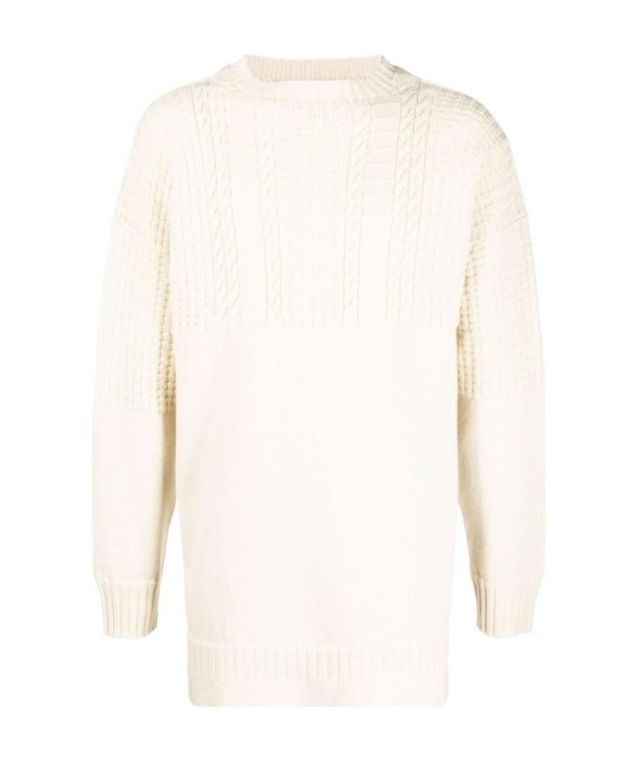 Maison Margiela Knitted Wool Jumper In White