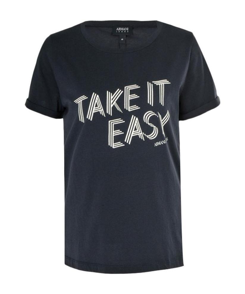 Shop Armani Jeans Print T-shirt In Black