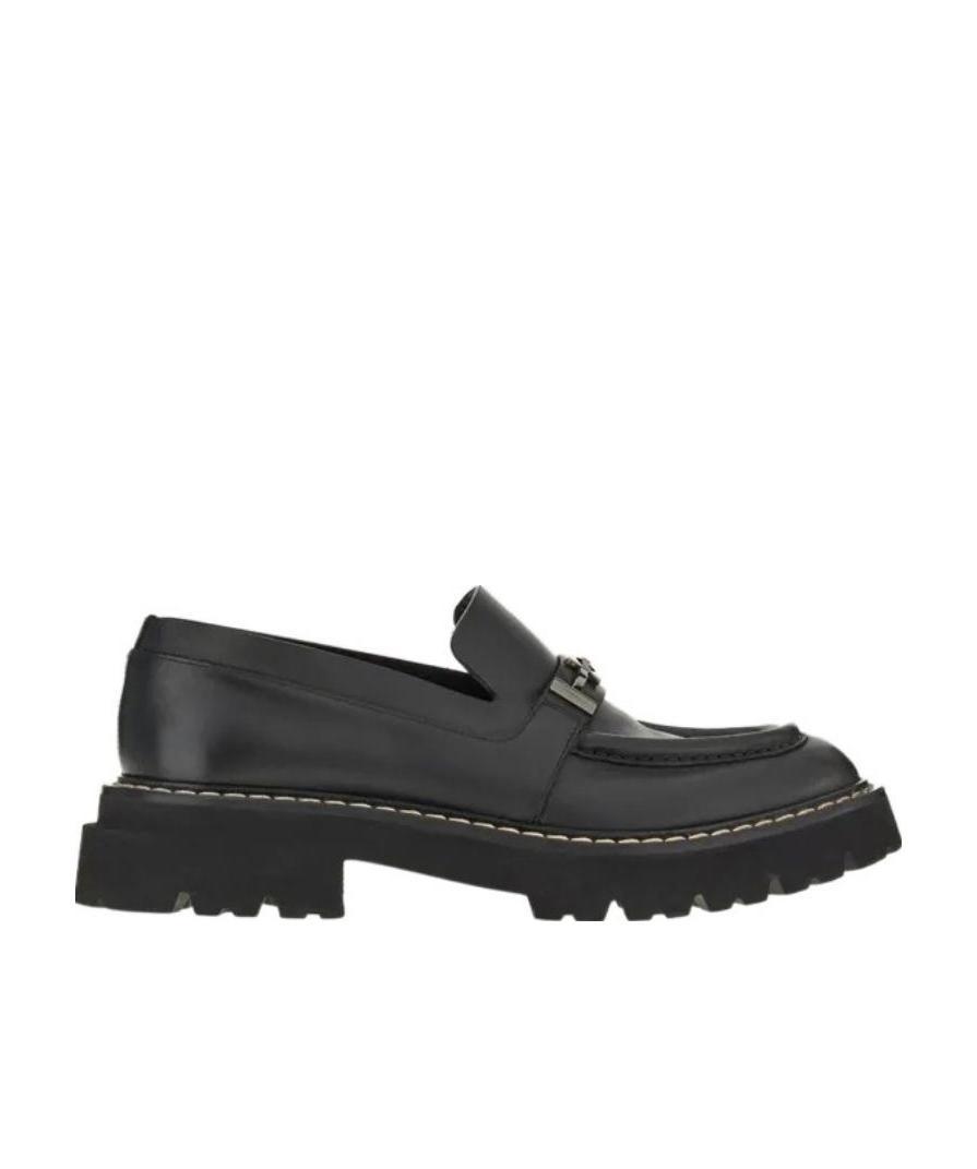 Ferragamo Gancini Chunky Leather Loafers In Black