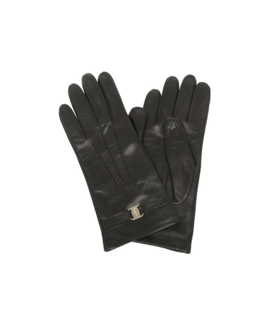 Ferragamo Logo Detail Gloves In Black