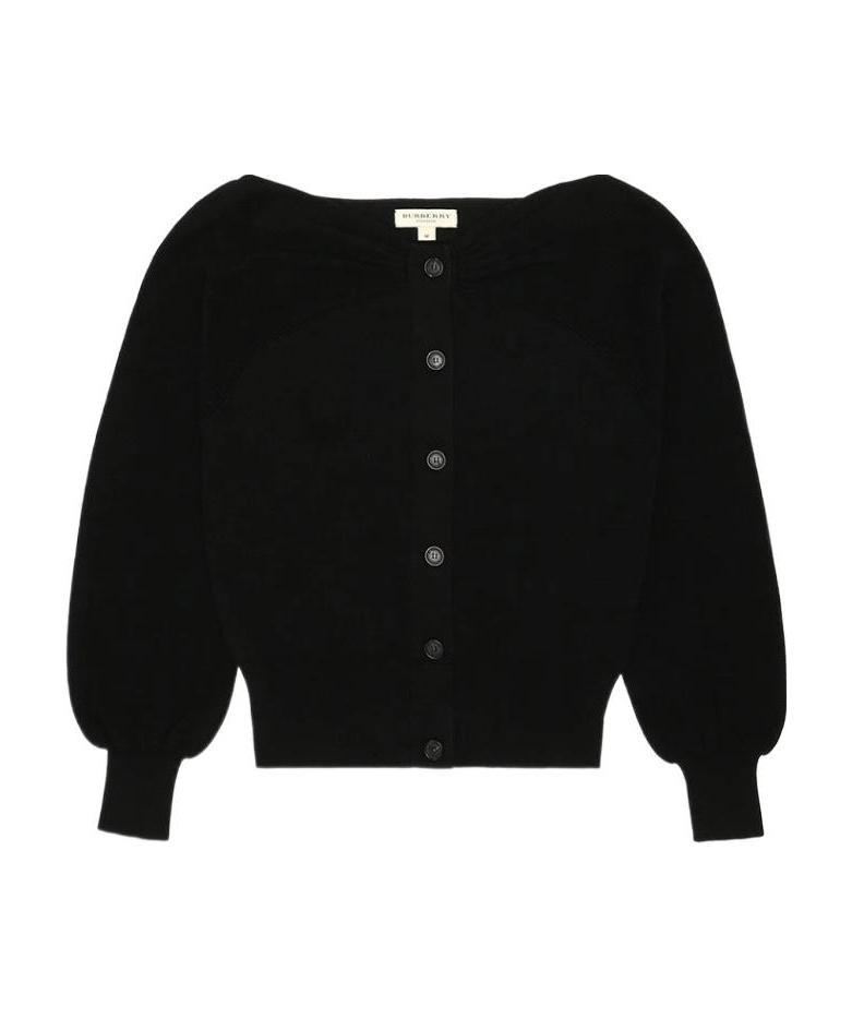 Burberry Logo Knitted Cardigan In Black