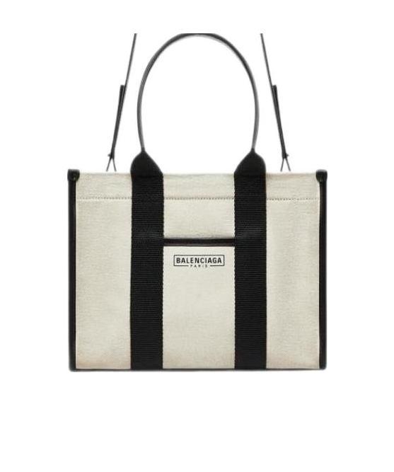 Balenciaga Small Neo Navy Canvas Tote Bag In Black