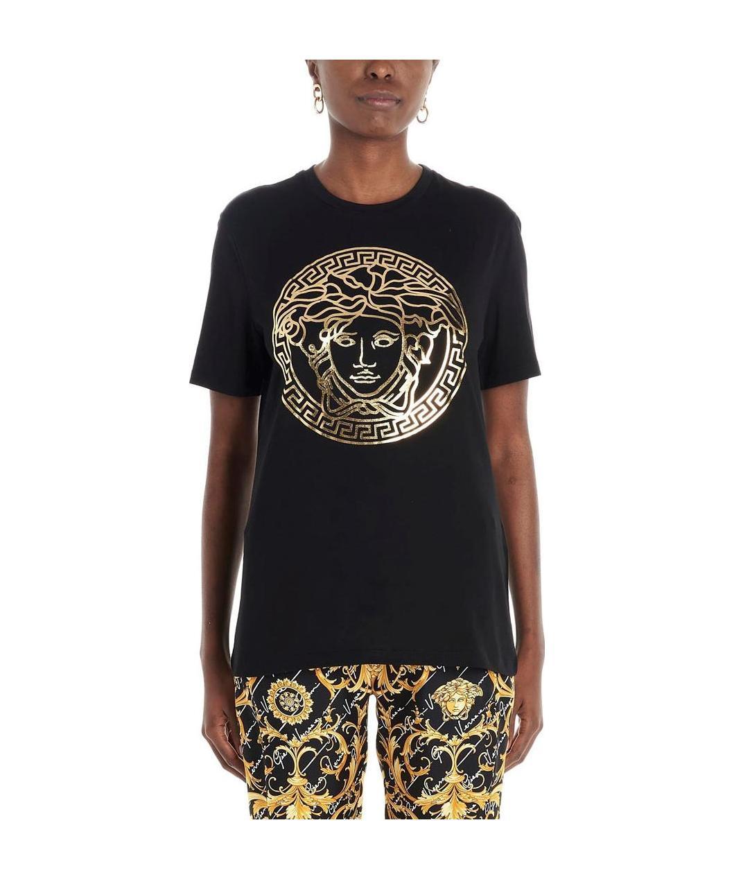 Versace Motif Detail T-shirt In Black