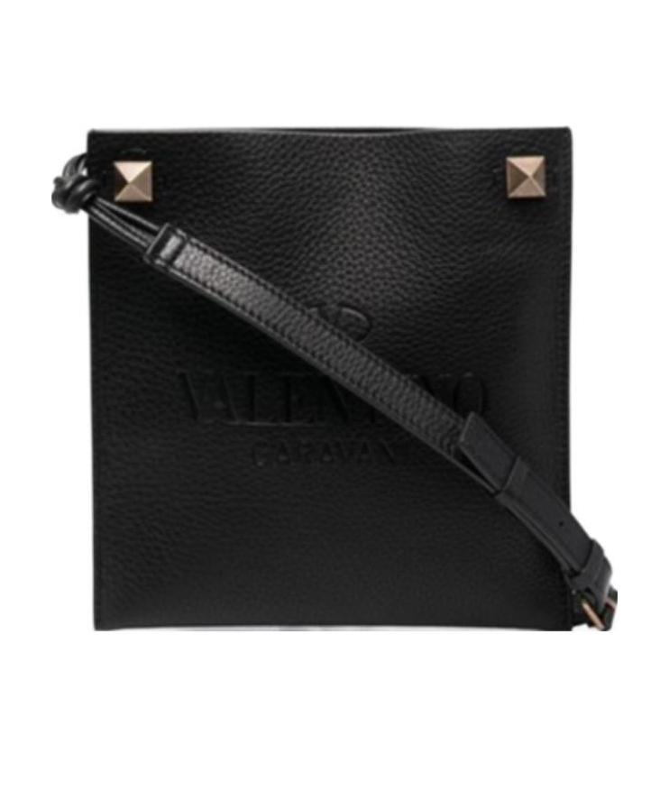 Valentino Logo-embossed Messenger Bag In Black