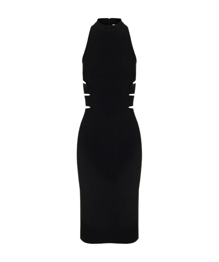 Alaïa A Hollow-out Medium-length Dress Hanging From The Neck In Black