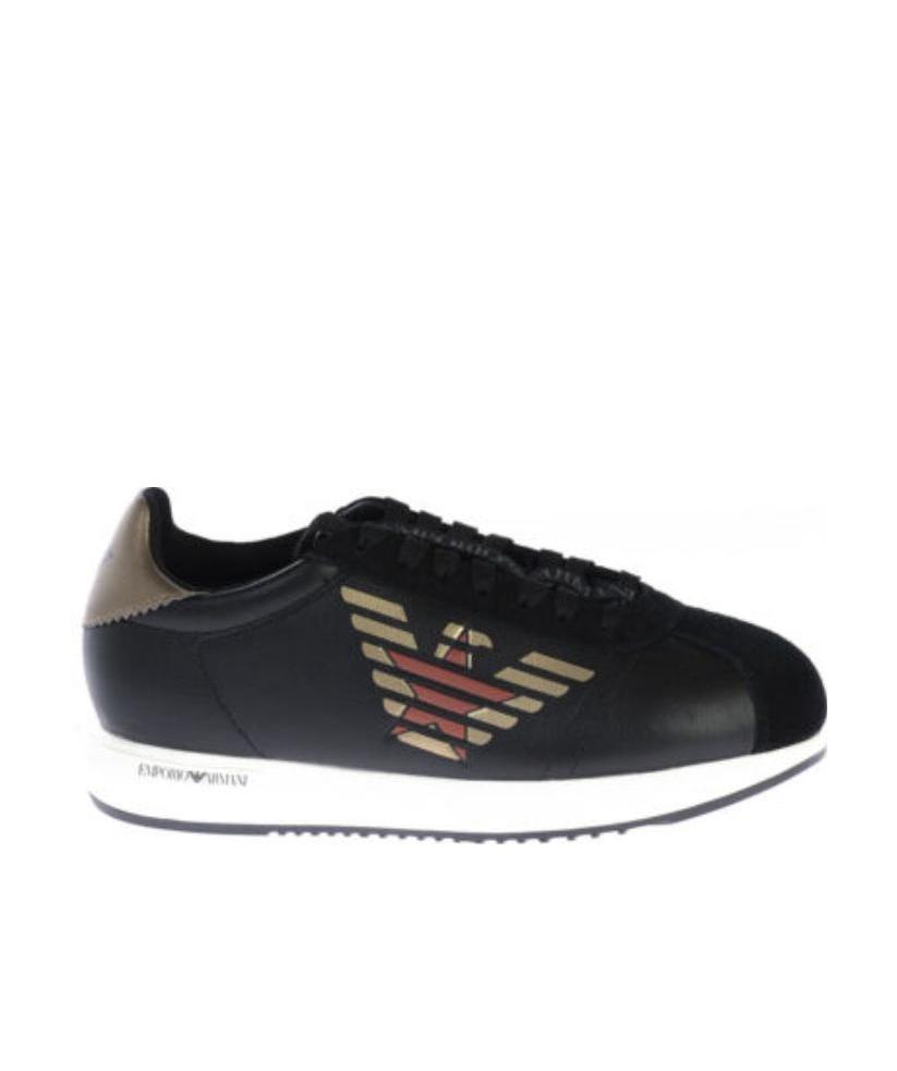 Emporio Armani Black Casual Sports Shoes In Multi