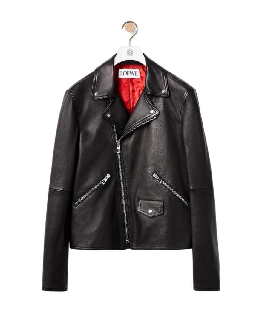 Loewe Leather Biker Jacket In Black