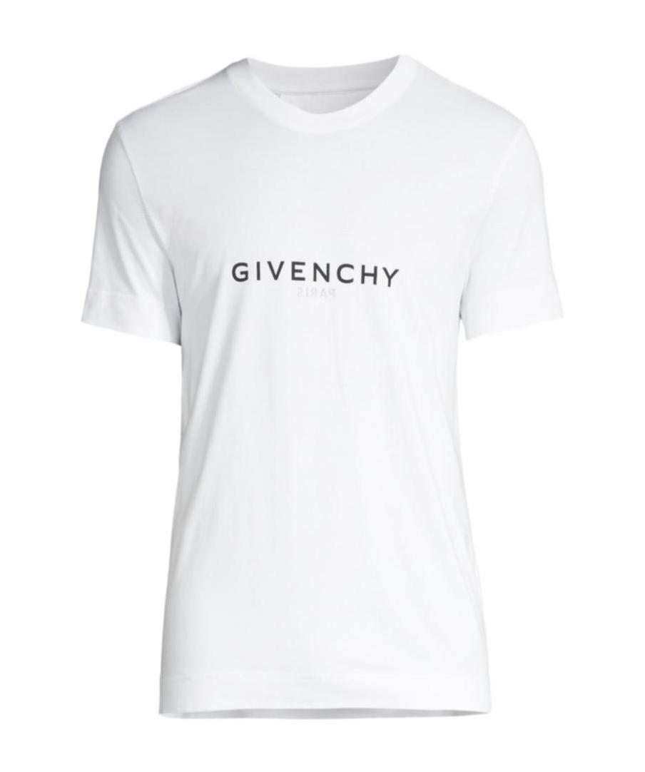 Givenchy White Crewneck T-shirt With Logo Print In Cotton Man In White