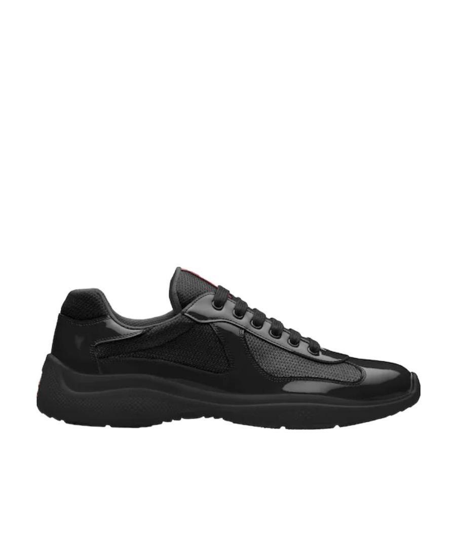 Prada Black Leather And Tech Fabric Sneakers In Black