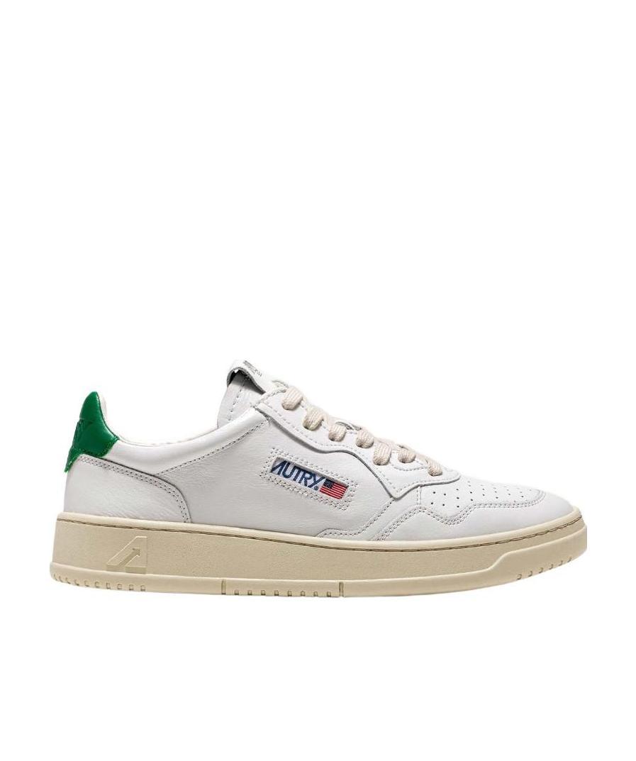 Autry Low-top Leather Sneakers With Perforated Upper And Contrasting Sole In White