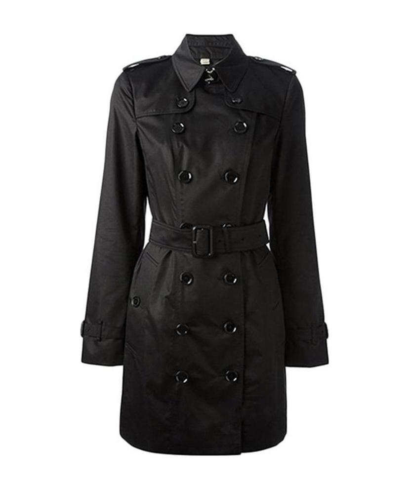 Burberry Button Coat In Black