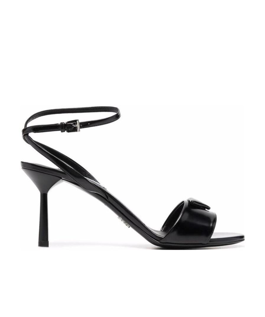 Prada Triangle Logo-plaque Open-toe Sandals In Black