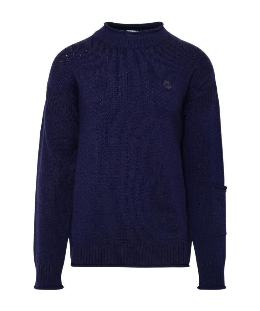 Kenzo Tiger-patch Wool Crewneck Jumper In Black