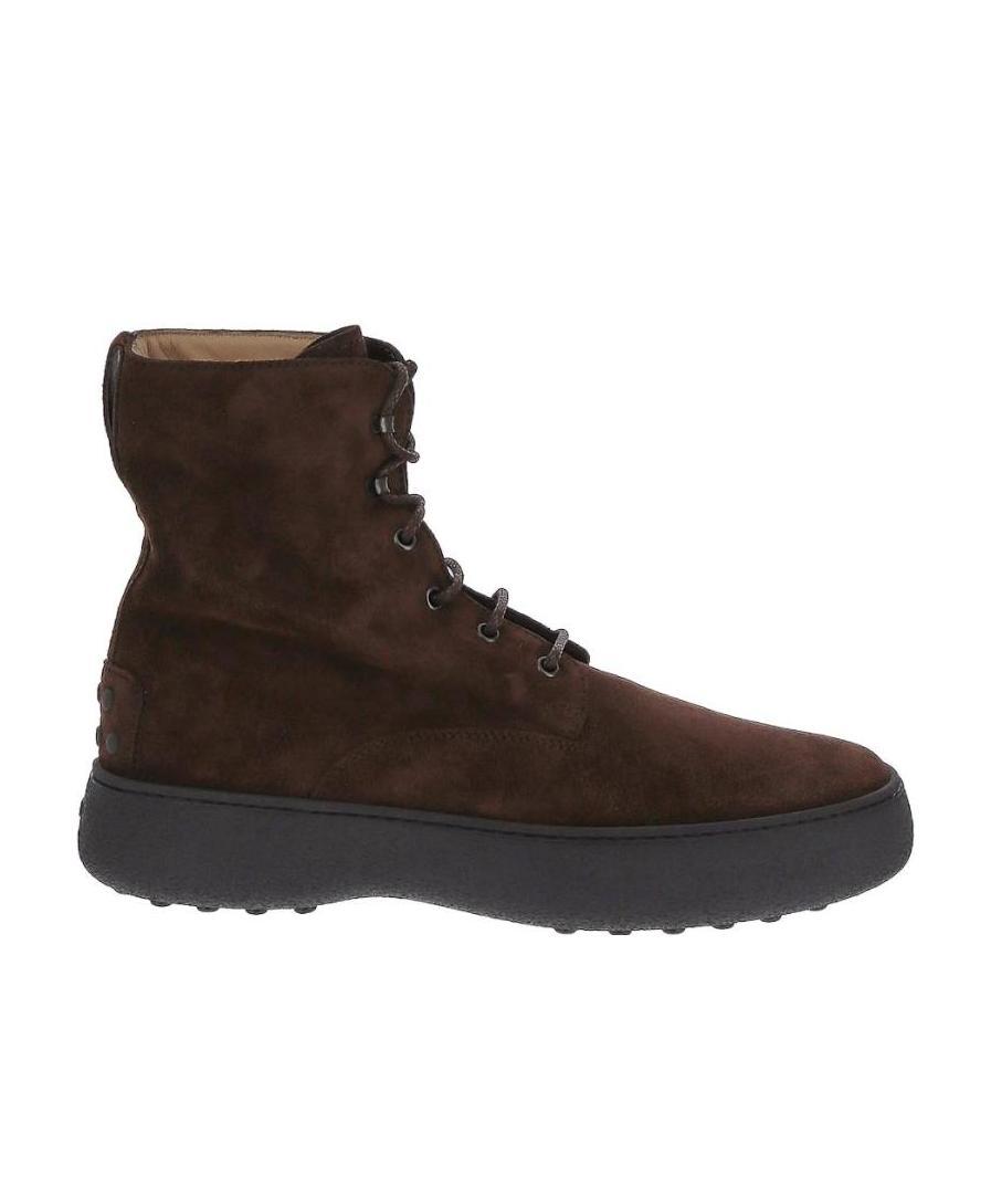 Tod's Striped Suede Ankle Boots With Chunky Rubber Sole For Men In Black