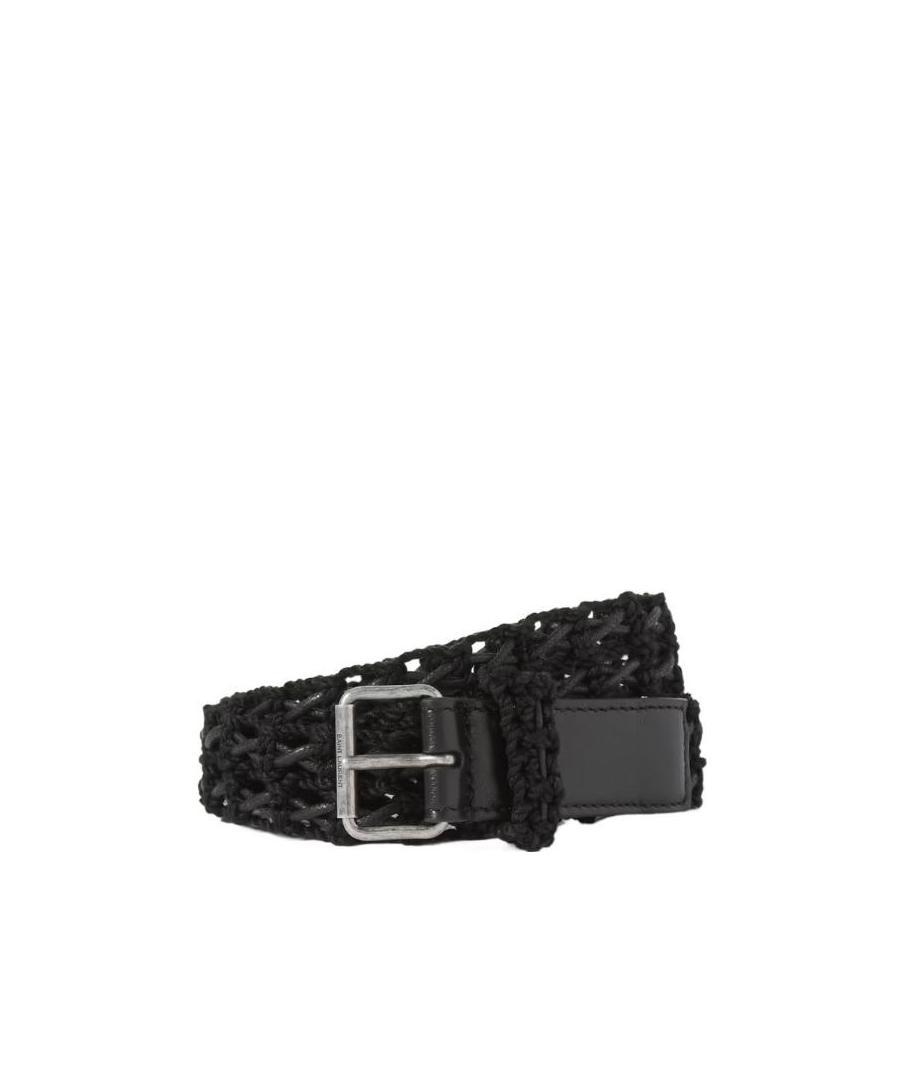 Saint Laurent Interwoven-design Buckle-fastening Belt In Black
